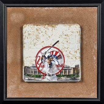 2009 Derek Jeter Game Used and Autographed 1st Base for Base Hits #2722 & #2723 Passing Lou Gehrig (MLB Authenticated & Steiner)
